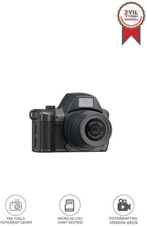 Torima Dijital Fotoğraf Makineleri Video Mini Kamera 2K Video 128GB Destekli CMR42 Siyah