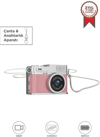 Mini Dijital Kamera Selfie Video Vlog Kamerası Mini Anahtarlık 1080P CMR35 Pembe