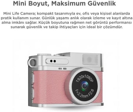 Mini Dijital Kamera Selfie Video Vlog Kamerası Mini Anahtarlık 1080P CMR35 Pembe