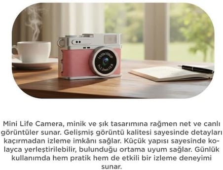 Mini Dijital Kamera Selfie Video Vlog Kamerası Mini Anahtarlık 1080P CMR35 Pembe