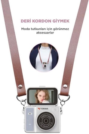 Torima Mini Dijital Kamera 2K Flip Ekranlı Selfie Video Vlog Kamerası CMR46 Mavi