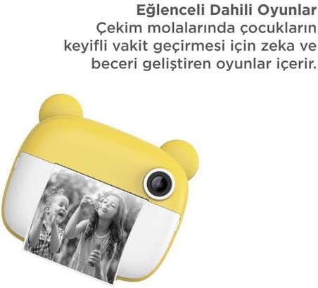 Torima TRM-CMR14 Sarı Dijital Video Kayıt Fotoğraf Çocuk Kamerası Anlık Termal Resim Kağıt Baskılı Yazıcı