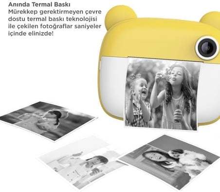 Torima TRM-CMR14 Sarı Dijital Video Kayıt Fotoğraf Çocuk Kamerası Anlık Termal Resim Kağıt Baskılı Yazıcı