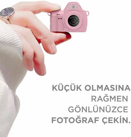 Torima Dijital Fotoğraf Makineleri Video Mini Kamera 2K Video 128GB Destekli CMR42 Pembe