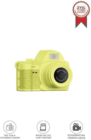 Torima Dijital Fotoğraf Makineleri Video Mini Kamera 2K Video 128GB Destekli CMR42 Sarı