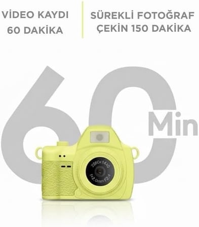 Torima Dijital Fotoğraf Makineleri Video Mini Kamera 2K Video 128GB Destekli CMR42 Sarı