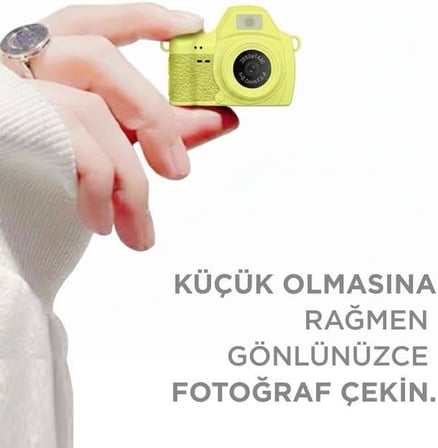 Torima Dijital Fotoğraf Makineleri Video Mini Kamera 2K Video 128GB Destekli CMR42 Sarı