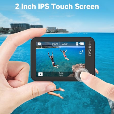 V50X 4K 30Fps Aksiyon Kamera ve Aksesuar Seti 20MP WiFi Aksiyon Kamerası IPX7 Su Geçirmez EIS 2.0 Çift Ekran, Dokunmatik Ekranlı, 2X 1350mAh Pil ve Aksesuar Kiti