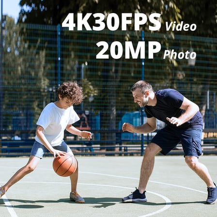Brave 4 Pro Aksiyon Kamerası 4K Su Geçirmez Su Altı Kamerası 40 m - Ultra HD 20MP 170° Geniş Açılı WiFi Spor Kamerası Çift Ekran, Dokunmatik Ekran, 5X Yakınlaştırma ve Montaj Setleri