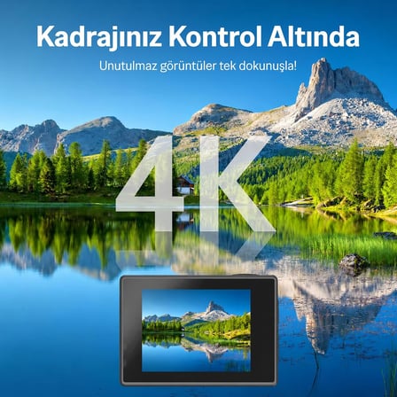 Pulse 2 Wi-Fi 4K 30FPS Aksiyon Kamerası 20 MP Web Kamera Modlu 30 Metre Su Geçirmez Kılıflı Bisiklet Motosiklet Vlog Kamerası Siyah (Siyah)