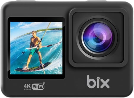 Pulse 1 Wi-Fi 4K 30FPS Ultra HD Aksiyon Kamerası Çift Ekranlı 30 Metre Su Geçirmez Kılıflı Vlog Bisiklet Motosiklet Kask Kamerası Siyah (Siyah)
