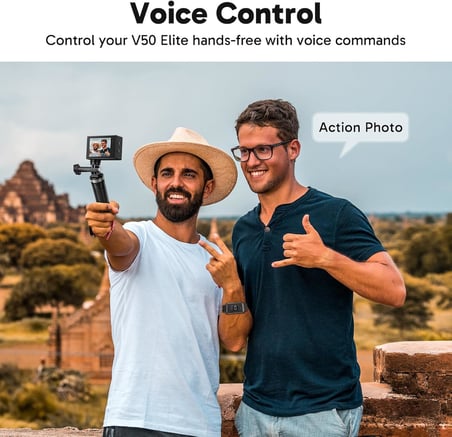 Action Cam 4K60FPS 40M Sualtı Kamera 20MP WiFi Aksiyon Kamerası, Dokunmatik Ekranlı EIS, 8X Zoom Ses Kumandalı Uzaktan Kumandalı Aksesuar Kiti Spor Kamera (V50 Elite)