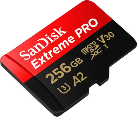 256 GB Extreme PRO microSDXC kartı + SD adaptörü + RescuePRO Deluxe, 200 MB/sn'ye kadar, A2 App Performance, UHS-I, Class 10, U3, V30