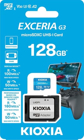 EXCERIA G3 128GB microSDXC Hafıza Kartı – UHS-I U3 V30 C10 A2, 160/50MB/s'ye Kadar, 4K