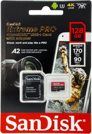 Extreme Pro 128 GB microSDXC Hafıza Kartı SDSQXCY-128G-GN6MA, 170 MB/sn'e kadar