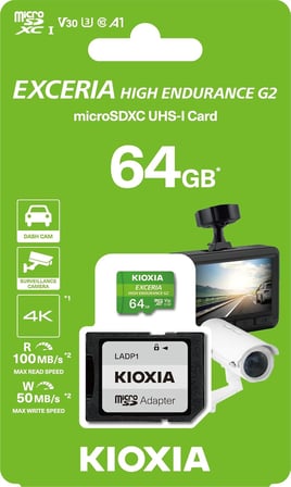 EXCERIA HIGH ENDURANCE G2 64GB microSDXC Hafıza Kartı – UHS-I U3 V30 C10 A1, 100MB/s Okuma, 50MB/s Yazma, 4K / sürekli kayıt