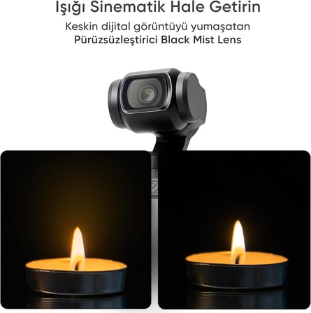 DJI Osmo Pocket 3/4 ile Uyumlu 4'lü Sinematik Filtre Seti - CPL, ND2-32 Değişken ND, Black Mist 1/4, Geniş Açı Lens - Vlogger ve Manyetik Kamera Aksesuarı - Lens Set