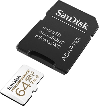 Max Endurance MicroSDHC 64GB SD Adapter For Home Security Cameras & Dashcams, Up To 30,000 Hours, Full HD / 4K Videos, Extreme Endurance, Up To 100/40 MB/s Read/Write Speeds, C10, U3, V30