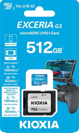 EXCERIA G3 512GB microSDXC Hafıza Kartı – UHS-I U3 V30 C10 A2, 160/50MB/s'ye Kadar, 4K