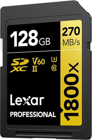 PROF 128GB 1800X SDXC UHS-II 270MB/s read 180MB/s write C10 V60 U3