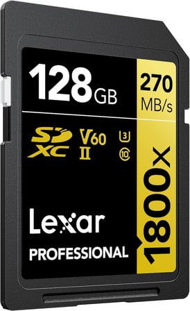 PROF 128GB 1800X SDXC UHS-II 270MB/s read 180MB/s write C10 V60 U3