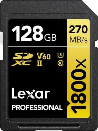 PROF 128GB 1800X SDXC UHS-II 270MB/s read 180MB/s write C10 V60 U3