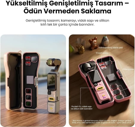 DJI Osmo Pocket 3/4 ile Uyumlu Sert Koruyucu Taşıma Çantası Long