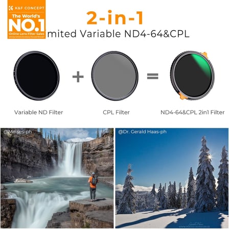Nano-X ND Filtre 82 mm CPL&ND4-ND64 2'si 1 Arada Çok Fonksiyonlu Gri Filtre ve CPL Filtre Polarizasyon Filtresi