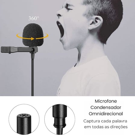 by-M1 akıllı telefon ve Canon/Nikon Kamera için 3,5 mm Lavalier-mikrofon, siyah, kullanma kılavuzu İngilizce dil