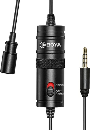 by-M1 akıllı telefon ve Canon/Nikon Kamera için 3,5 mm Lavalier-mikrofon, siyah, kullanma kılavuzu İngilizce dil