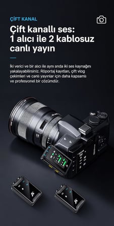 DENSHİ KL-G99 Kablosuz Yaka Mikrofonu Çift Mikrofonlu, 20 Saat Pil Ömrü, ENC Gürültü Engelleme, Şarj Kutulu Wireless Mikrofon, iPhone ve Type-C Uyumlu, YouTube TikTok Podcast Canlı Yayın