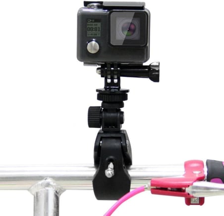 Evrensel Alüminyum Alaşımlı Aksiyon Kamerası Montaj Kelepçesi, 360° Döner, Motosiklet ve Bisiklet – GoPro HERO 11/10/9/8/7/6/5, Insta360, AKASO, Dji Osmo Action, Pocket ile Uyumlu, Siyah