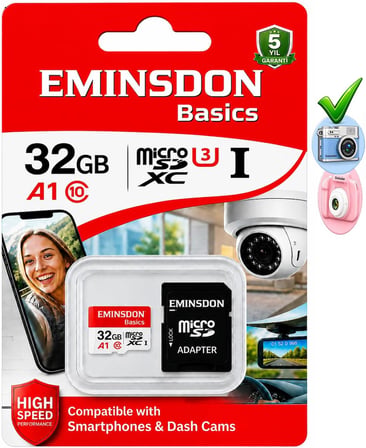 32GB 3 Adet Hafıza Kartı Mini Kamera Ev Araç Güvelik Kamerası Uyumlu Telefon Micro SD Class10