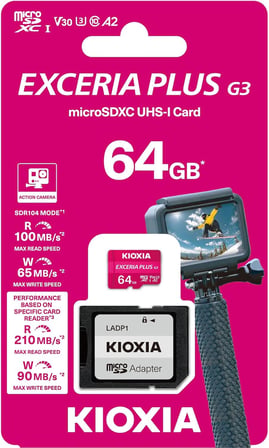 EXCERIA PLUS G3 64GB microSDXC Hafıza Kartı – UHS-I U3 V30 C10 A2, 210/90MB/s'ye Kadar, 4K+