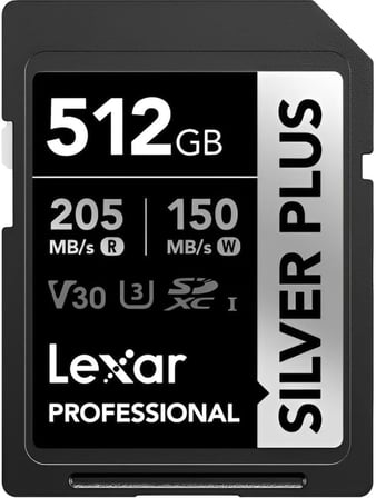 512GB Silver Plus SD UhsI V30 U3 205MB/S Hafıza Kartı