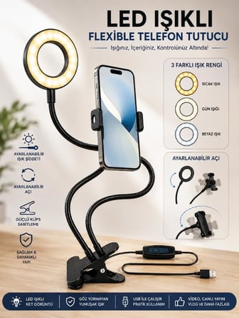 Led Ring Light Youtuber Light Stüdyo Işığı Akrobat Selfie Led Masa Lambası 3 in 1 Set