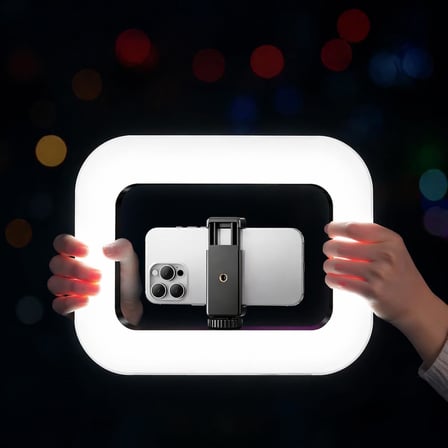 3in1 Şarjlı LED Ring Light Video Işık Seti Telefon Tutucu Bluetooth Kumandalı 20W 2500K-8500K Ayarlanabilir Işık CRI96+ Vlog Canlı Yayın Makyaj Çekim Işığı | RL-200