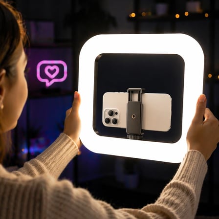 3in1 Şarjlı LED Ring Light Video Işık Seti Telefon Tutucu Bluetooth Kumandalı 20W 2500K-8500K Ayarlanabilir Işık CRI96+ Vlog Canlı Yayın Makyaj Çekim Işığı | RL-200
