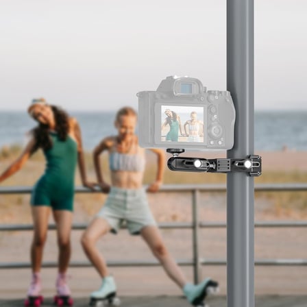Süper Kelepçe 3 "Çift Ballhead Sihirli Kol, Soğuk Ayakkabı, 1/4" 3/8" Konular, Telefon/Aksiyon Kamera Montaj Adaptörü Masa Tripod Tüp Crossbar Gimbal Çubuklar için SmallRig GoPro DJI, ST83 ile