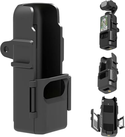 DJI Osmo Pocket 3 ile Uyumlu Koruyucu Çerçeve Frame Cage, 1/4" Vida Yuvalı ABS Kamera Kafesi, Çift Cold Shoe Montajlı Aksesuar Bağlantı Aparatı, Siyah