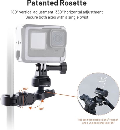 CapLock Dikiz Aynası Montajı, Insta360 Ace Pro 2/X4/X3 için Alüminyum Alaşımlı Braket, Hero 13/12/Osmo Cep/Eylem 5 Pro/4/3 Aksiyon Kamera Aksesuarları için 1/4 "Vidalı 360 ° Top Kafası