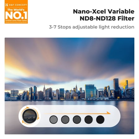 Nano-X Değişken ND Filtre 82 mm İnce Değişken Gri Filtre ND8-128 (3-7 Stop) Nötr Gri Filtre