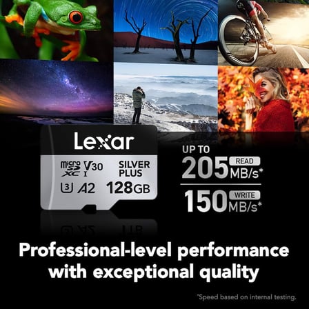 128 GB Profesyonel Gümüş Artı Mikro SD Kart, UHS-I, C10, U3, V30, Full HD ve 4K, 205/150 MB/s'ye kadar microSDXC Hafıza Kartı, Videografçılar, Oyuncular için (LMSSIPL128G-BNANU)