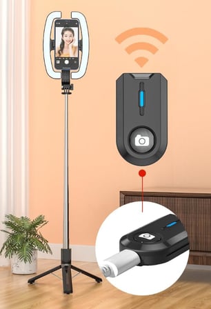 BLV32 1.38m RGB Ring Light LED Işıklı Selfie Çubuğu ve Tripod - Bluetooth Uzaktan Kumandalı (BLV32)