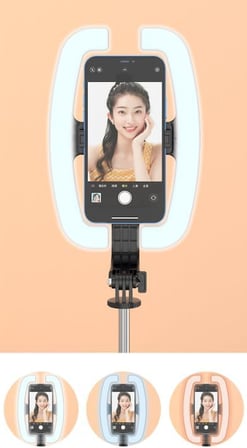 BLV32 1.38m RGB Ring Light LED Işıklı Selfie Çubuğu ve Tripod - Bluetooth Uzaktan Kumandalı (BLV32)