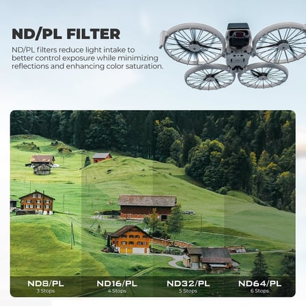 DJI Flip Drone ND8/PL, ND16/PL, ND32/PL, ND64/PL, ND1000, UV Işık Kontrolü ve Parlama Azaltma için Parlak Gün Filtre Kiti