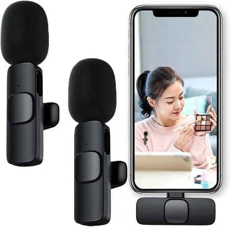 Type-c 2 Adet Mikrofonlu Tek Alıcılı Kablosuz Cep Telefonu İçin USB C Girişli Gürültü Önleyicili Profesyonel Dış Mekan Vlog Canlı Yayın Youtuber Yaka Mikrofonu Siyah