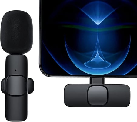 Type-c 2 Adet Mikrofonlu Tek Alıcılı Kablosuz Cep Telefonu İçin USB C Girişli Gürültü Önleyicili Profesyonel Dış Mekan Vlog Canlı Yayın Youtuber Yaka Mikrofonu Siyah