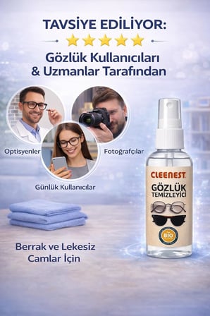 Gözlük ve Ekran Temizleme Seti – 50 ml Nazik Solüsyon & Yumuşak 15 x 18 cm kaşmir Mikrofiber Bez ile Işıltılı Temizlik