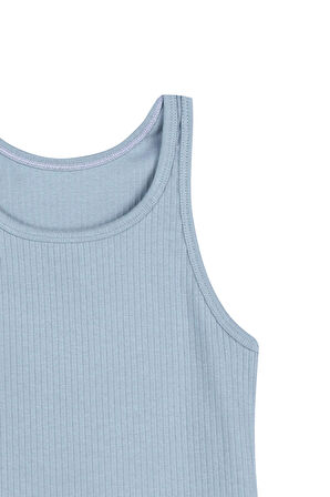 HNX Denim Pamuklu Kalın Askılı Crop Kadın Kısa Atlet